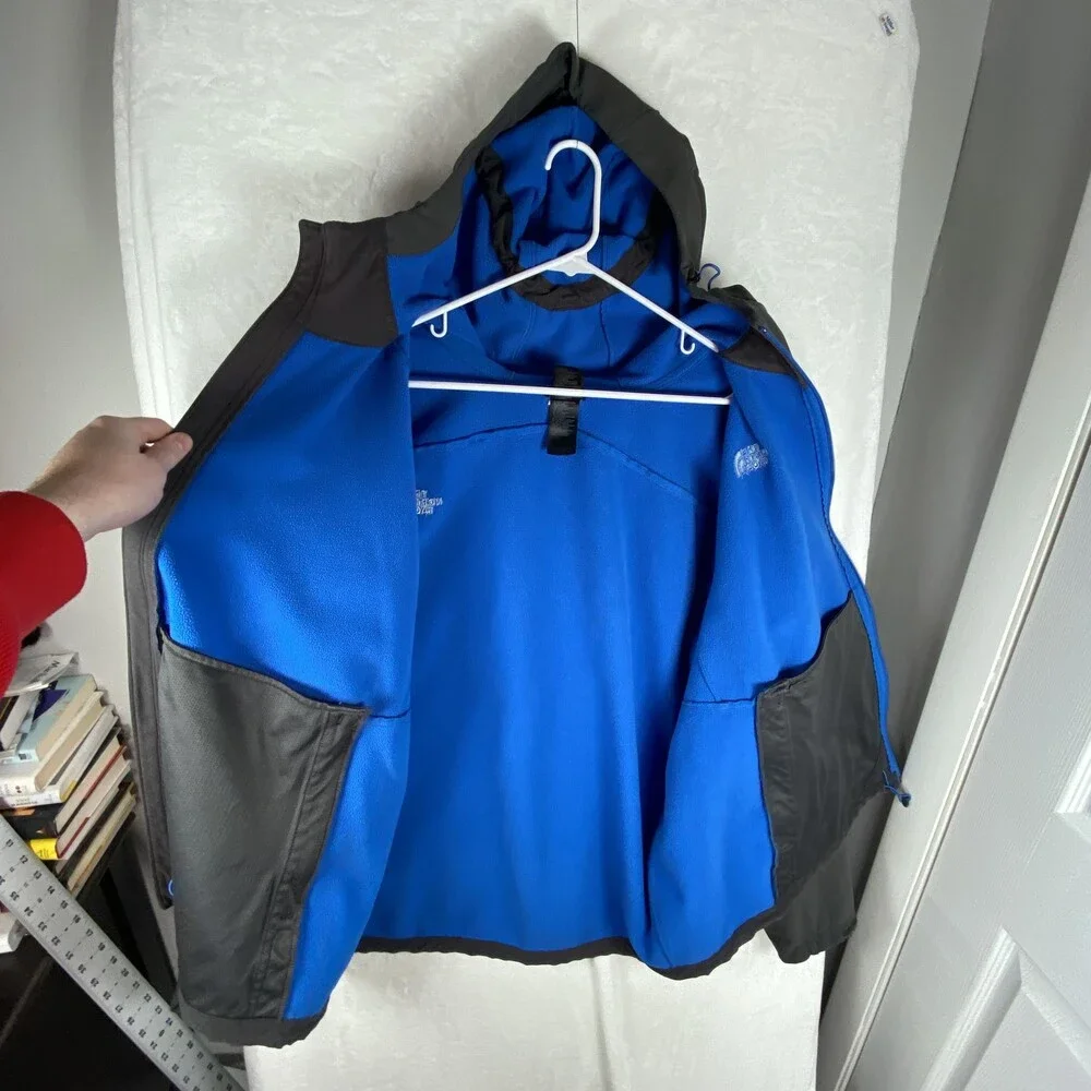 The North Face Jacket Mens 2XL Gray Hooded Softshell Full Zip Fleece Lined Ski